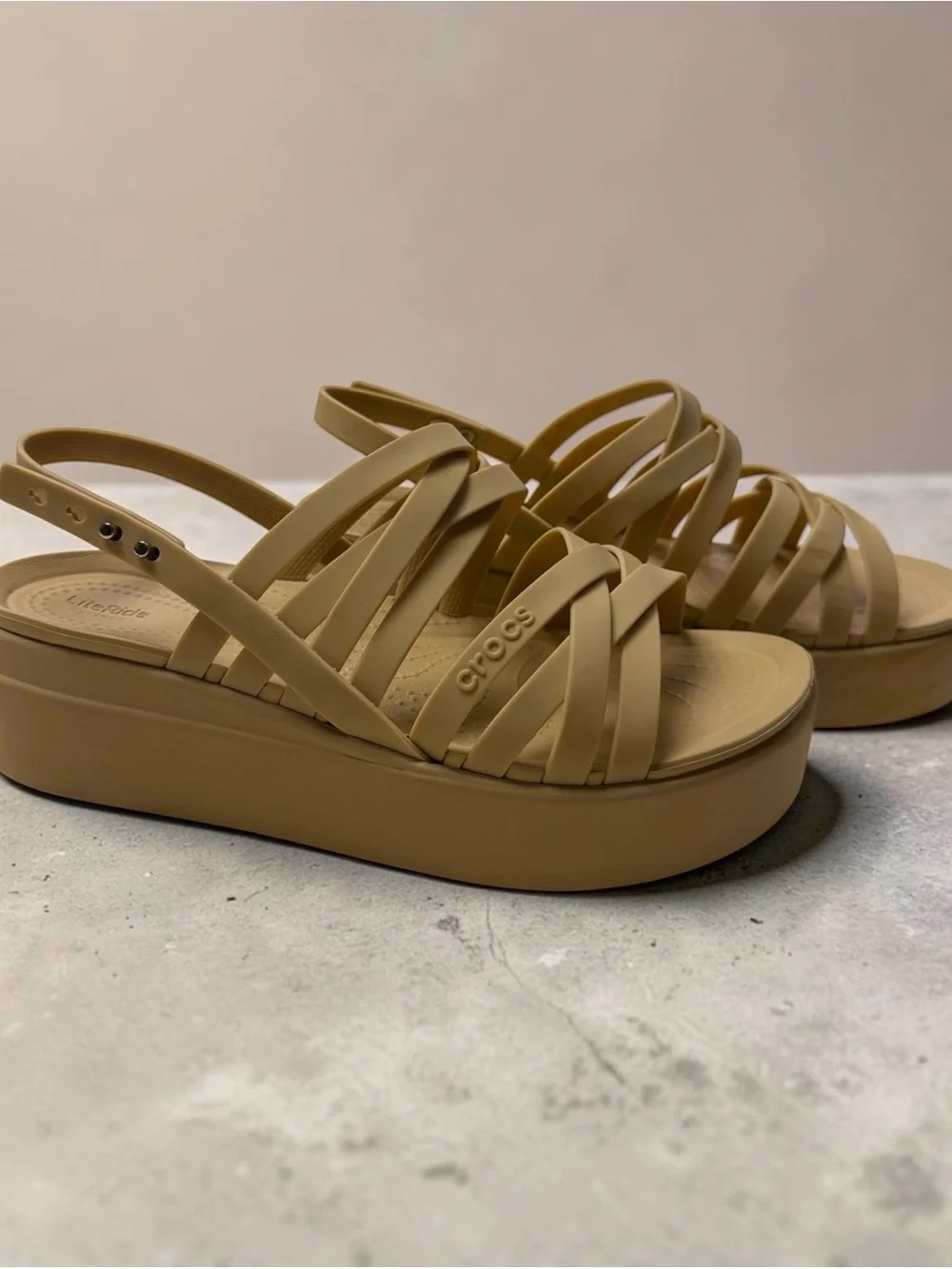 Beige Brooklyn Platform Crocs 8